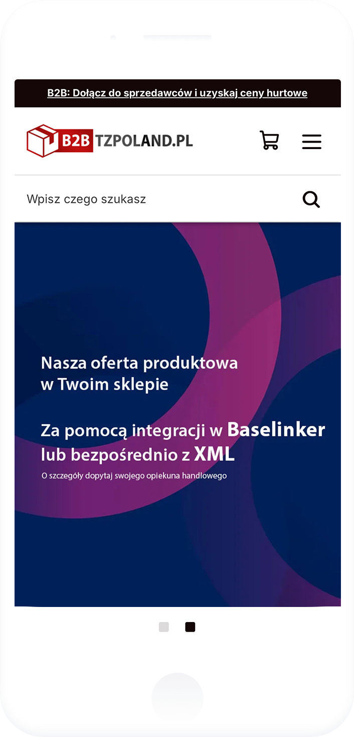 Mobilní pohled na B2B platformu TZ Poland